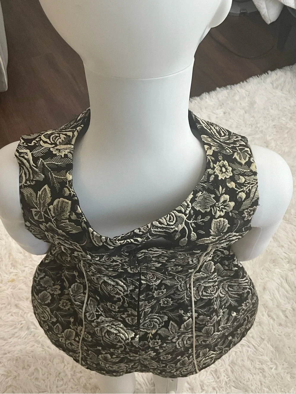 The Children's Place Black and Gold Floral Jacquard Party Dress